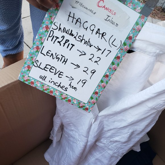 WHITE Pure Linen Blazer Jacket with measurement L - Picture 8 of 8